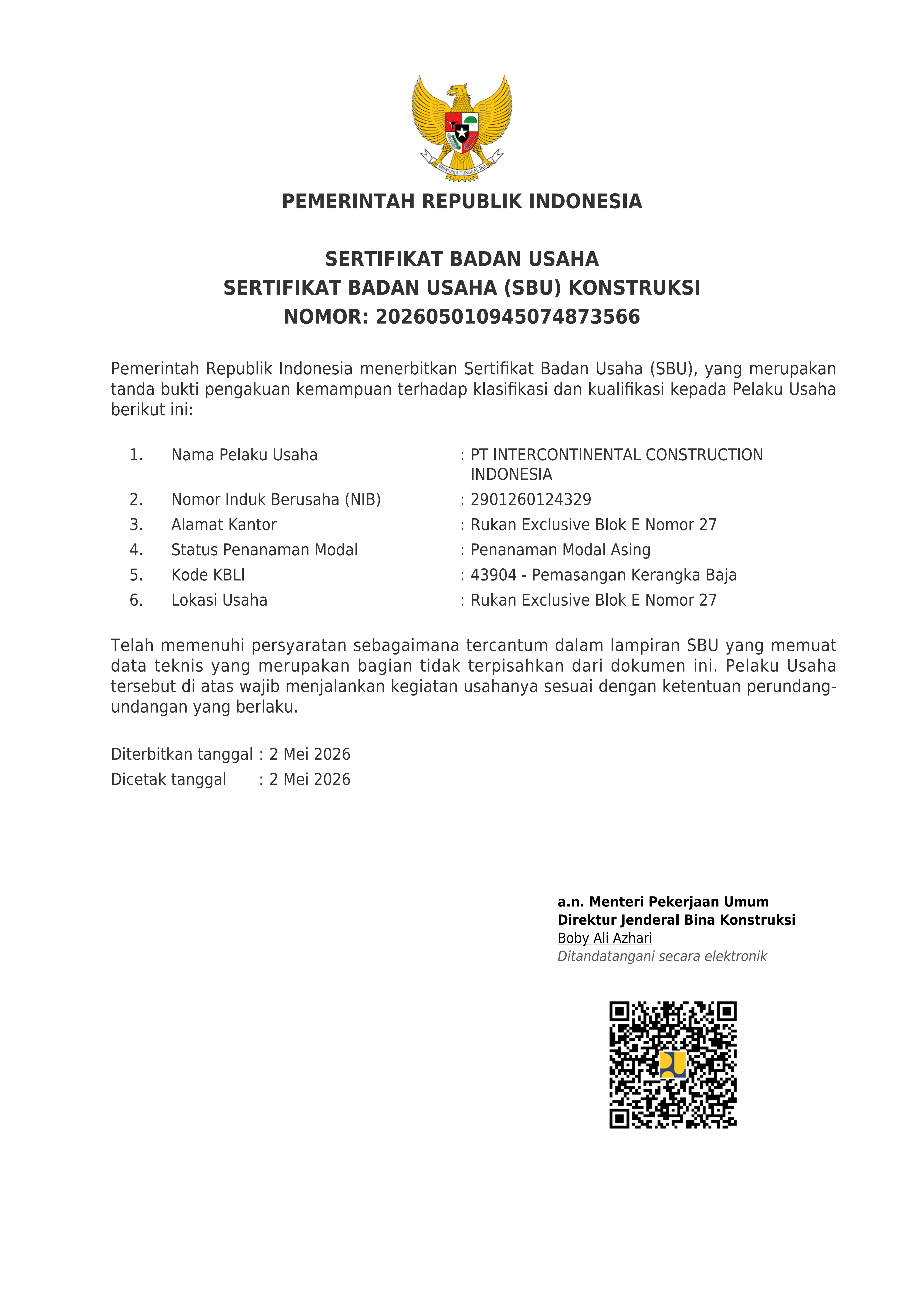 Qualification for Indonesian Steel Structures