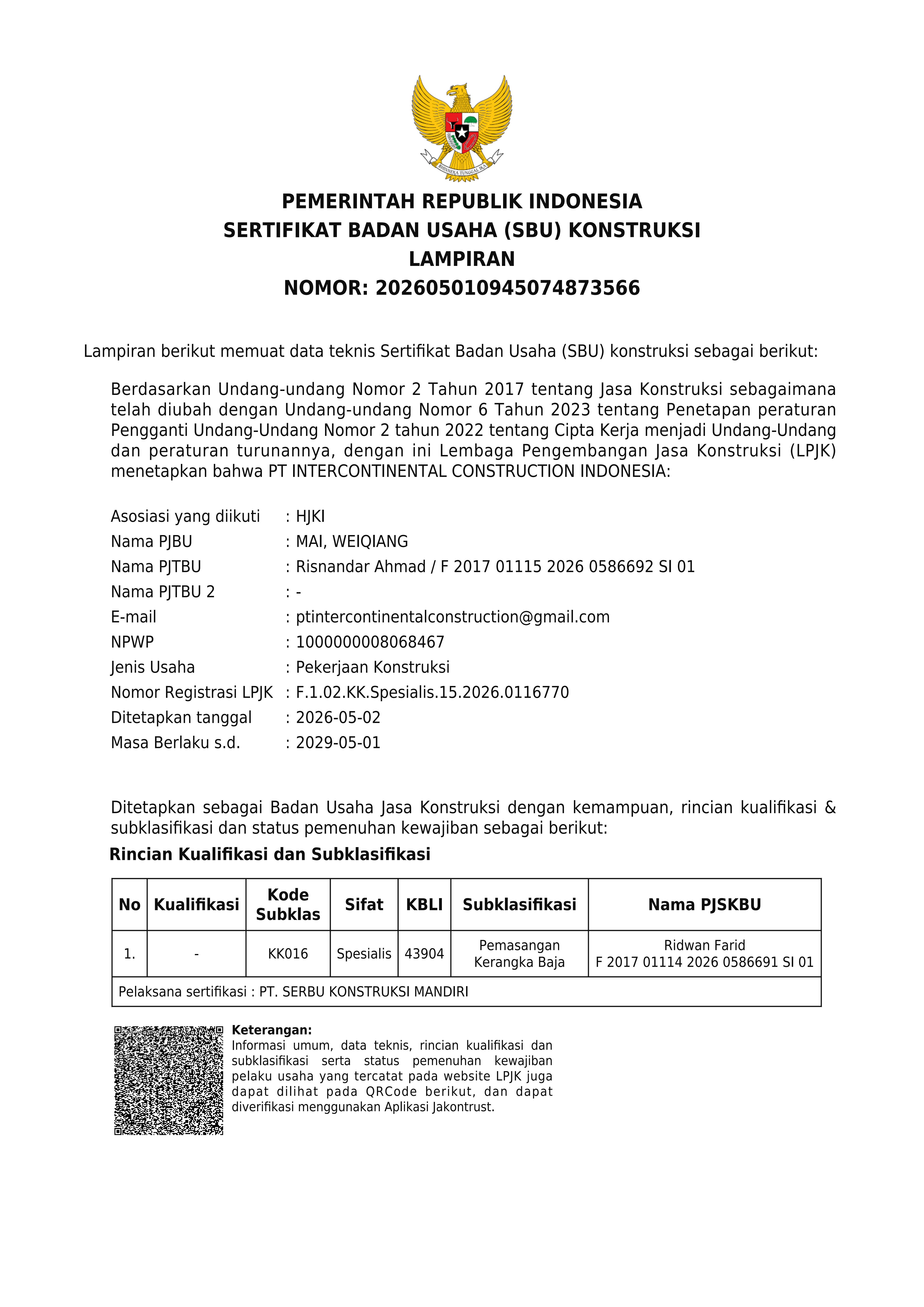 Qualification for Indonesian Steel Structures